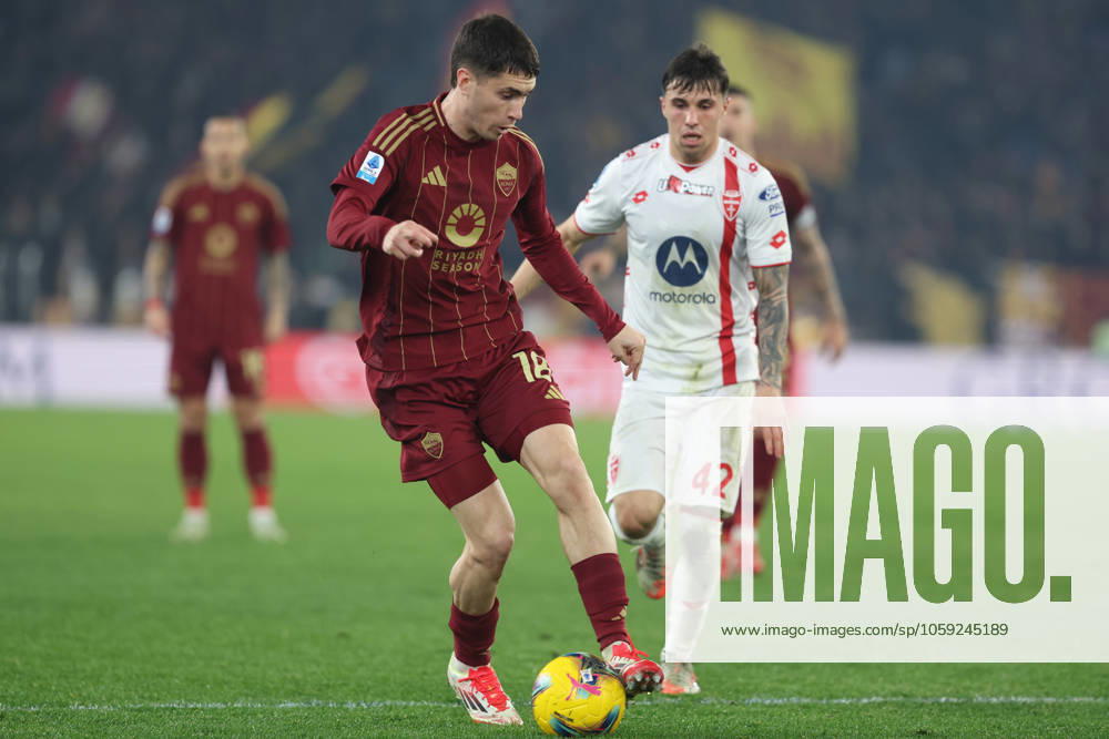 Rome, Italy 24.02.2025 : Matias Soule of Roma during Italian football championship Serie A Enilive 2024-2025 match AS Roma vs AC Monza at Stadio Olimpico in Rome.