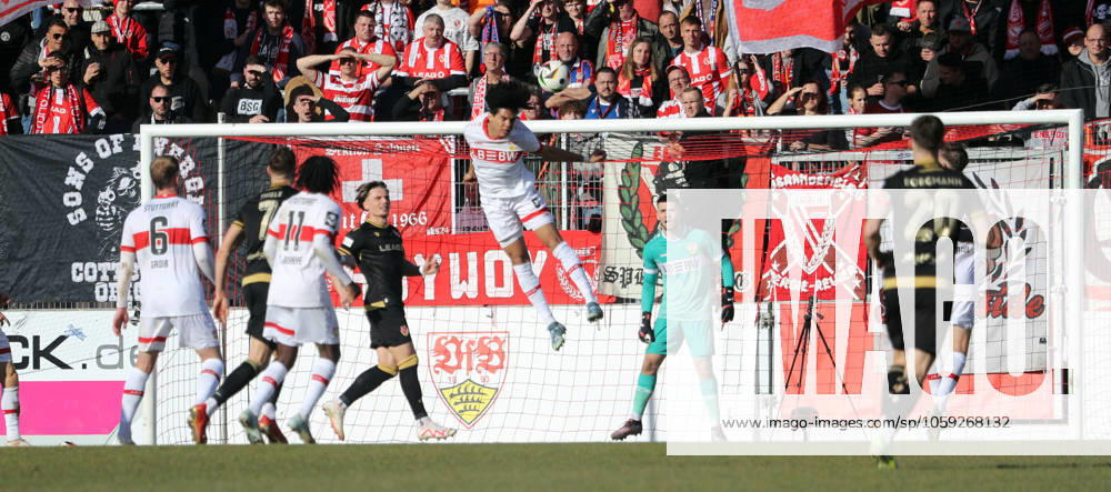 23 02 25 VfB Stuttgart II FC Energie Cottbus Germany, Großaspach, 23 02 2025, Football, 3 Liga, VfB Stuttgart II FC Energie Cottbus Anrie Chase VfB Stuttgart II