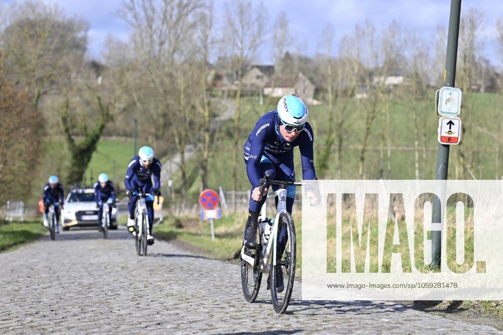 Flanders Classics opening weekend 2025 - training session 26 02 2025 GENT, BELGIUM - FEBRUARY 26 : riders of Bahrain - Victorius pictured during a during a training session ahead of the Flanders Classics opening weekend with Omloop Het Nieuwsblad and Kuurne Brussel Kuurne on February 26, 2025 in Gent, Belgium, 26 02 2025 Gent Belgium
