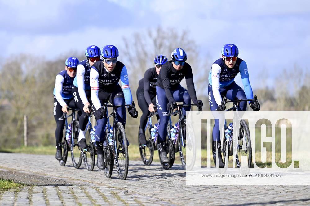 Flanders Classics opening weekend 2025 - training session 26 02 2025 GENT, BELGIUM - FEBRUARY 26 : Boivin Guillaume (CAN) of Israel - Premier Tech and teammates pictured during a during a training session ahead of the Flanders Classics opening weekend with Omloop Het Nieuwsblad and Kuurne Brussel Kuurne on February 26, 2025 in Gent, Belgium, 26 02 2025 Gent Belgium