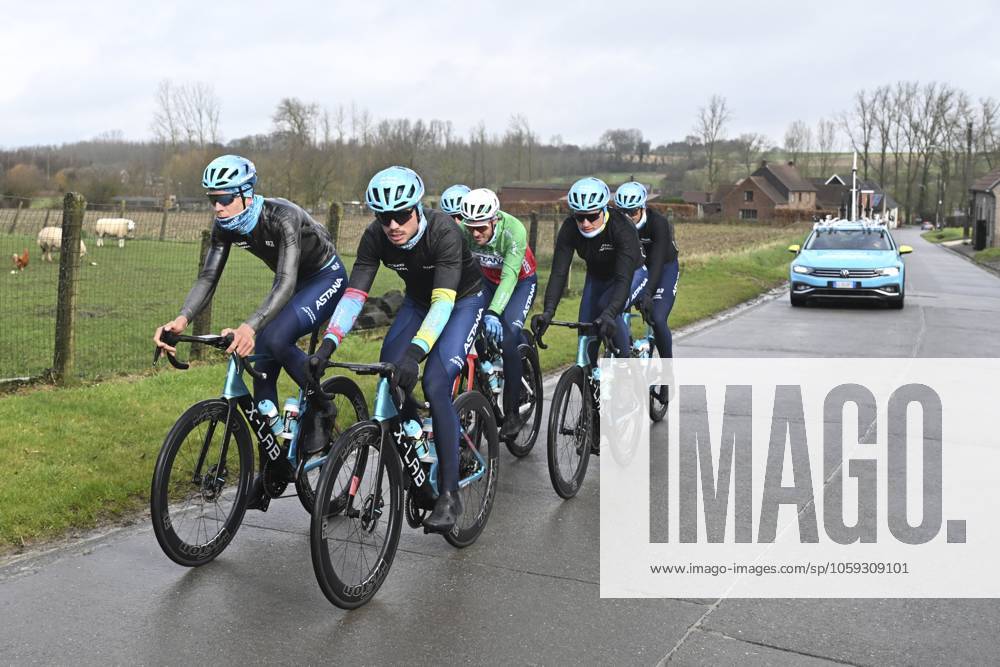 Flanders Classics opening weekend 2025 - training session 27 02 2025 GENT, BELGIUM - FEBRUARY 27 : riders of XDS Astana Team pictured during a training session ahead of the Flanders Classics opening weekend with Omloop Het Nieuwsblad and Kuurne Brussel Kuurne on February 27, 2025 in Gent, Belgium, 27 02 2025 Gent Belgium