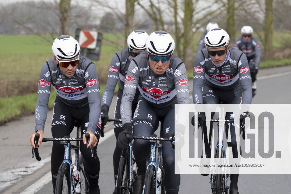 Flanders Classics opening weekend 2025 - training session 27 02 2025 GENT, BELGIUM - FEBRUARY 27 : Vermeersch Gianni (BEL) of Alpecin-Deceuninck, Philipsen Jasper (BEL) of Alpecin-Deceuninck pictured during a training session ahead of the Flanders Classics opening weekend with Omloop Het Nieuwsblad and Kuurne Brussel Kuurne on February 27, 2025 in Gent, Belgium, 27 02 2025 Gent Belgium