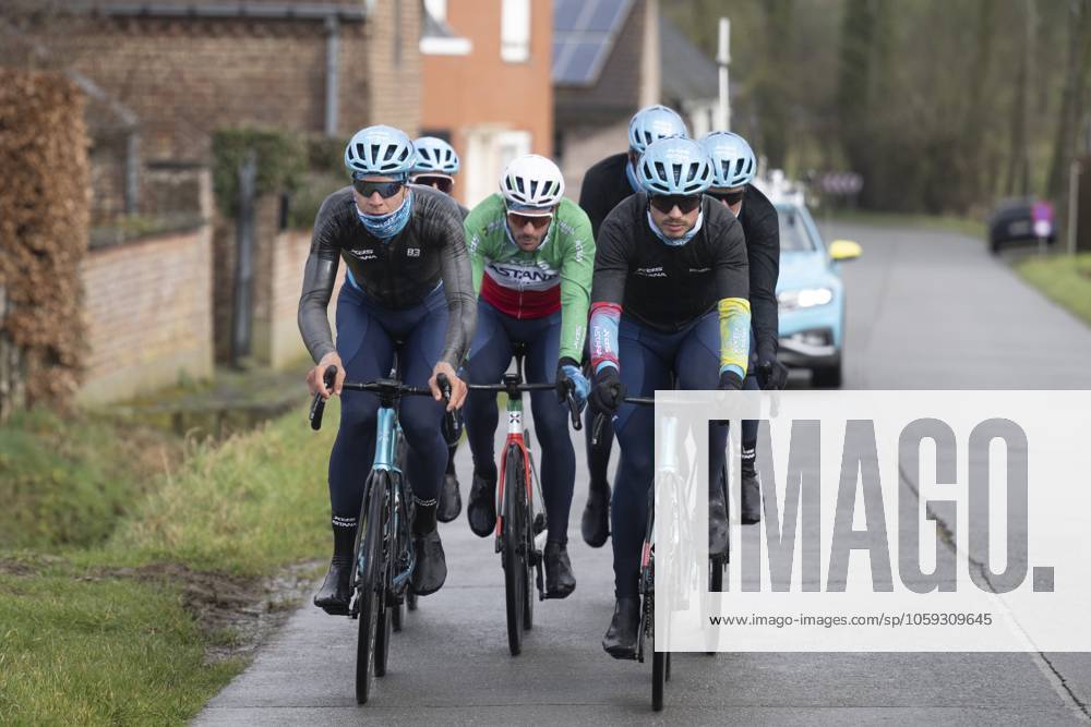 Flanders Classics opening weekend 2025 - training session 27 02 2025 GENT, BELGIUM - FEBRUARY 27 : riders of XDS Astana Team pictured during a training session ahead of the Flanders Classics opening weekend with Omloop Het Nieuwsblad and Kuurne Brussel Kuurne on February 27, 2025 in Gent, Belgium, 27 02 2025 Gent Belgium