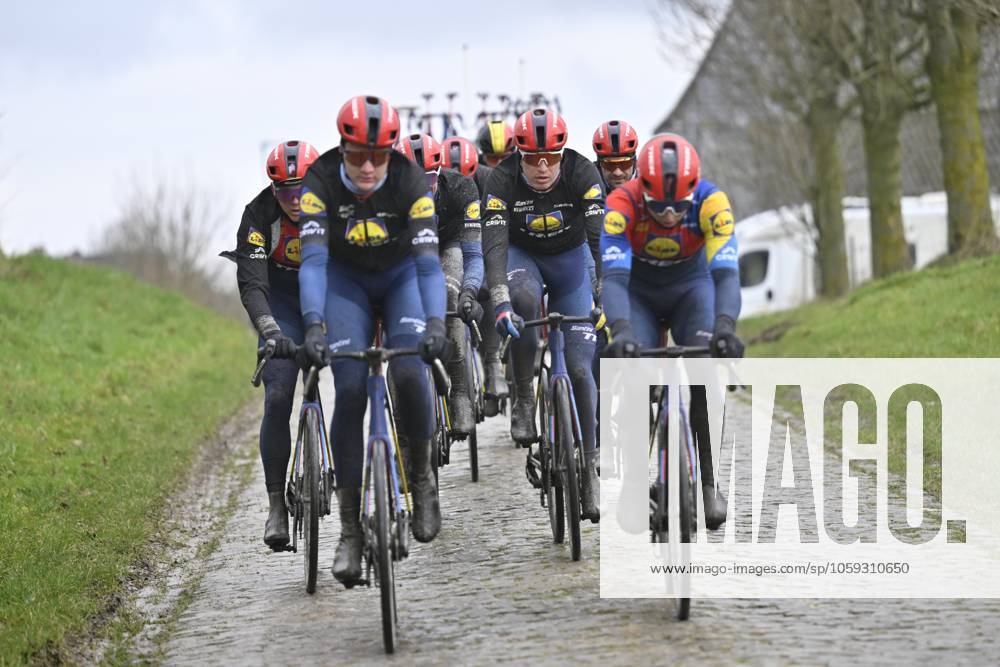 Flanders Classics opening weekend 2025 - training session 27 02 2025 GENT, BELGIUM - FEBRUARY 27 : riders of Lidl - Trek pictured during a training session ahead of the Flanders Classics opening weekend with Omloop Het Nieuwsblad and Kuurne Brussel Kuurne on February 27, 2025 in Gent, Belgium, 27 02 2025 Gent Belgium