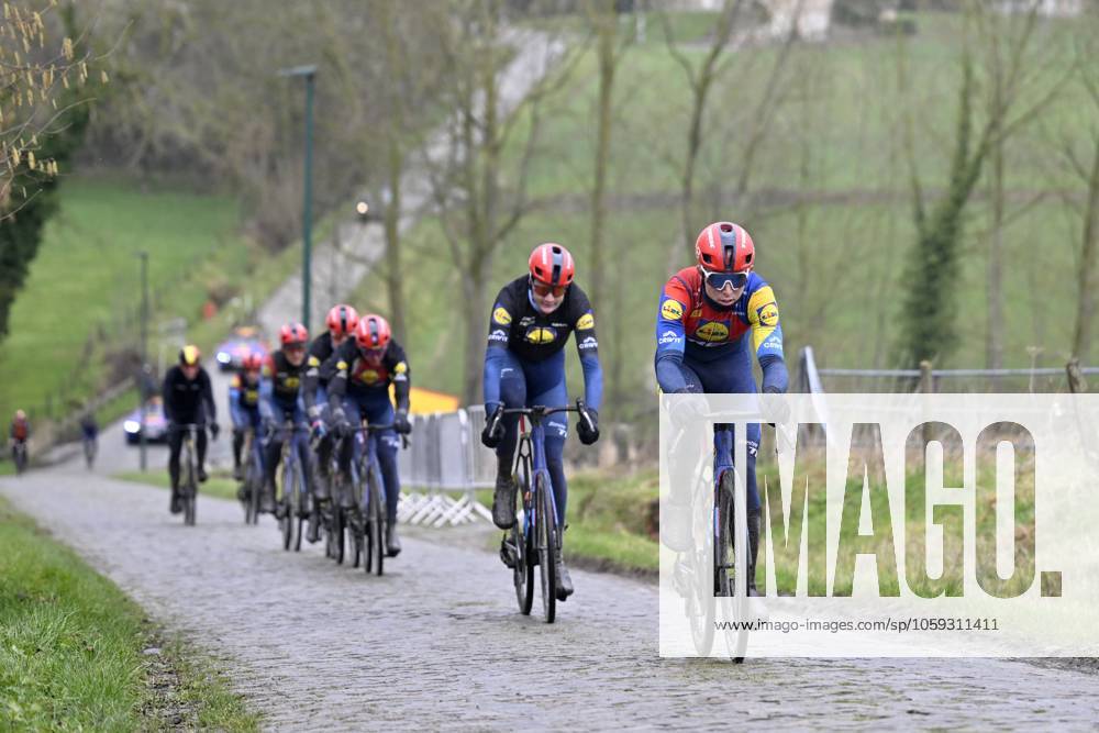 Flanders Classics opening weekend 2025 - training session 27 02 2025 GENT, BELGIUM - FEBRUARY 27 : riders of Lidl - Trek pictured during a training session ahead of the Flanders Classics opening weekend with Omloop Het Nieuwsblad and Kuurne Brussel Kuurne on February 27, 2025 in Gent, Belgium, 27 02 2025 Gent Belgium