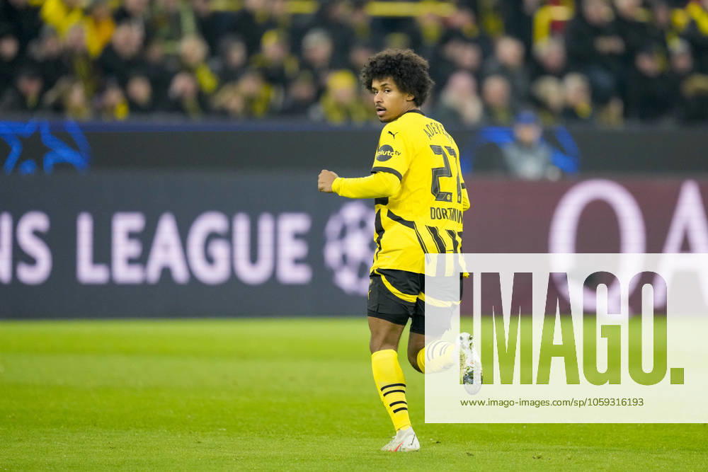 Karim Adeyemi Borussia Dortmund looks on during the UEFA Champions League 2024 25 League Knockout Play off Second Leg match between Borussia Dortmund and Sporting Clube de Portugal at Signal Iduna Park on February 19, 2025 in Dortmund, Germany