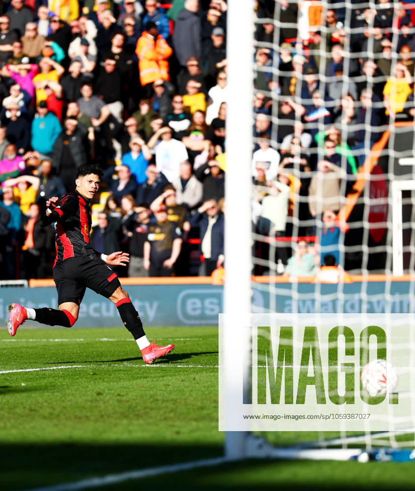 Evanilson of AFC Bournemouth scores a goal to make the score 1-0. AFC Bournemouth v Wolverhampton Wanderers, Emirates FA Cup, Fifth Round, Football, Vitality Stadium, Bournemouth, UK - 01 Mar 2025