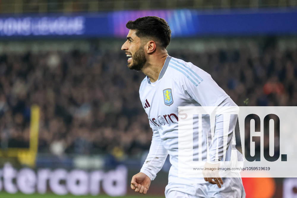 Bruges,Belgium,March 4th,2025: Asensio (21 Aston Villa) in action celebrating during the UEFA Champions League football match between Club Brugge vs Aston Villa at Jan Breydelstadion,Bruges on March 4th, 2025 (Joao Bravo SPP)