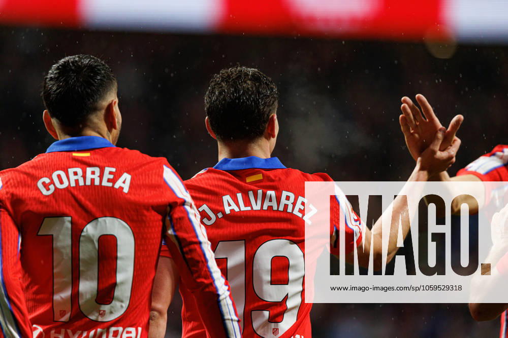 Julian Alvarez seen celebrating after scoring goal during LaLiga EA SPORTS game between teams of Atletico de Madrid and Athletic Club at Estadio Civitas Metropolitano (Maciej Rogowski) Madrid Estadio Civitas Metropolitano Spain