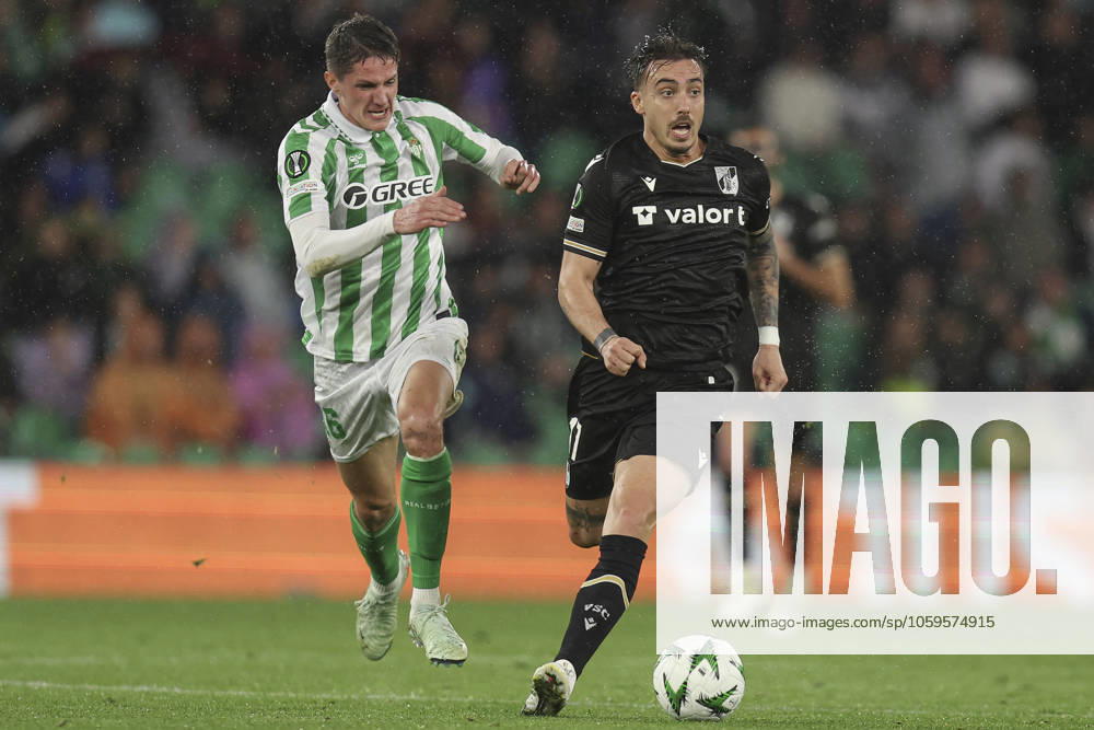 ESP: Real Betis-Vitoria Guimaraes. UEFA Conference League Joao Mendes of Vitoria Guimaraes SC and Sergi Altimira of Real Betis during the UEFA Conference League, round of 16 match, between Real Betis and Vitoria Guimaraes played at Benito Villamarin Stadium on March 06, 2025 in Sevilla, Spain. kpng