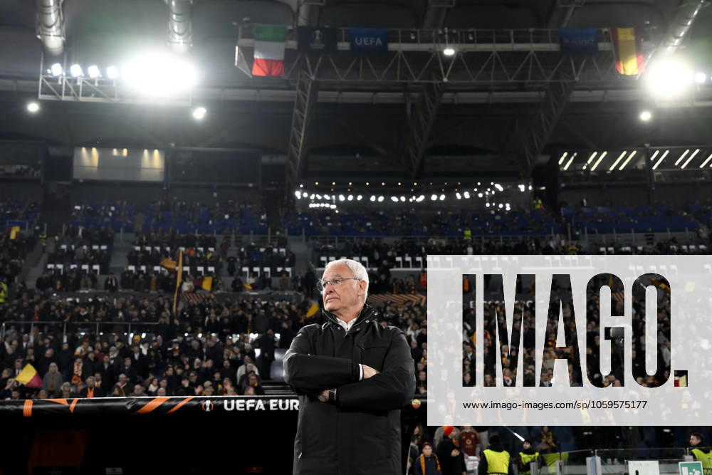 Claudio Ranieri, head coach of AS Roma, looks on during the Europa League round of 16 football match between AS Roma and Athletic Club Bilbao at Olimpico stadium in Rome (Italy), March 6, 2025. AndreaxStaccioli
