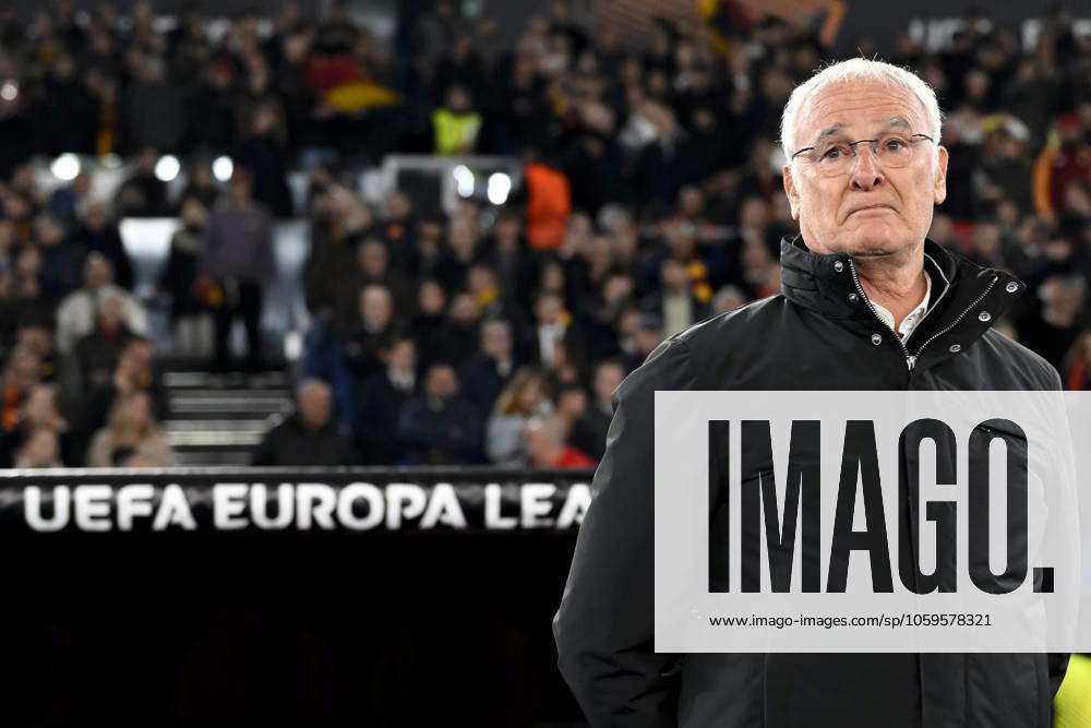 Claudio Ranieri, head coach of AS Roma, looks on during the Europa League round of 16 football match between AS Roma and Athletic Club Bilbao at Olimpico stadium in Rome (Italy), March 6, 2025. AndreaxStaccioli