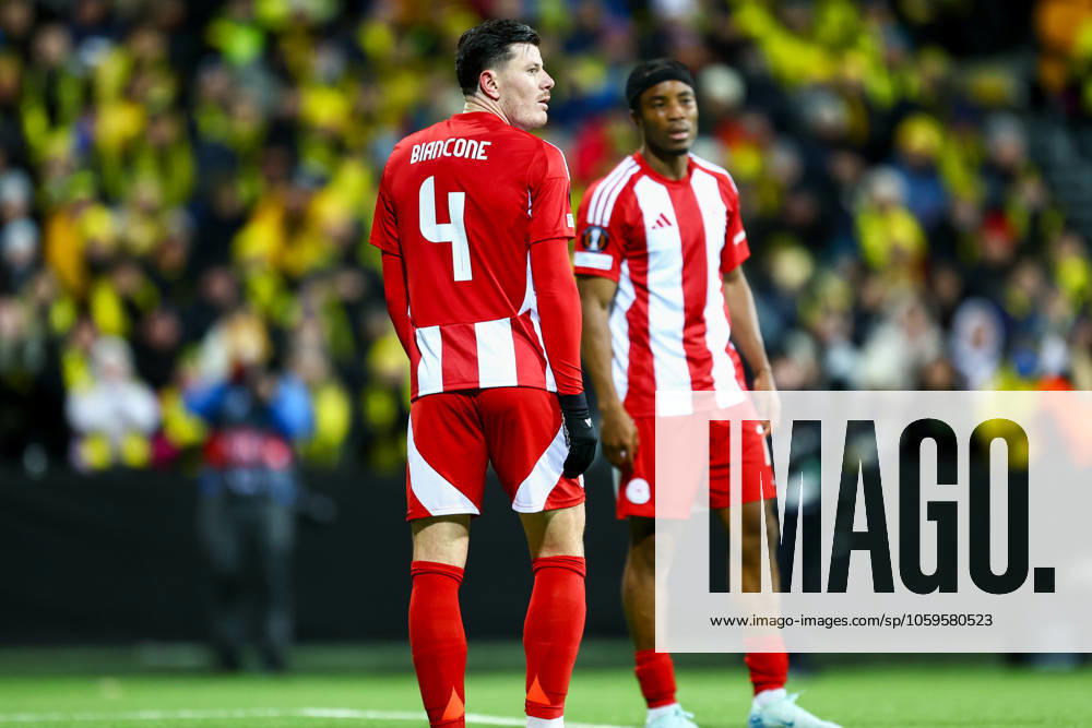 UEFA Europa leauge 2024 2025 Bodo Glimt Olympiakos Bodo 20250306 Olympiakos Giulian Biancone during the UEFA Europa leauge match between Bodo Glimt and Olympiakos at Aspmyra Stadium Photo Mats Torbergsen NTB Bodo Norge RESTRICTED USE FOR BETTING COMPANIES