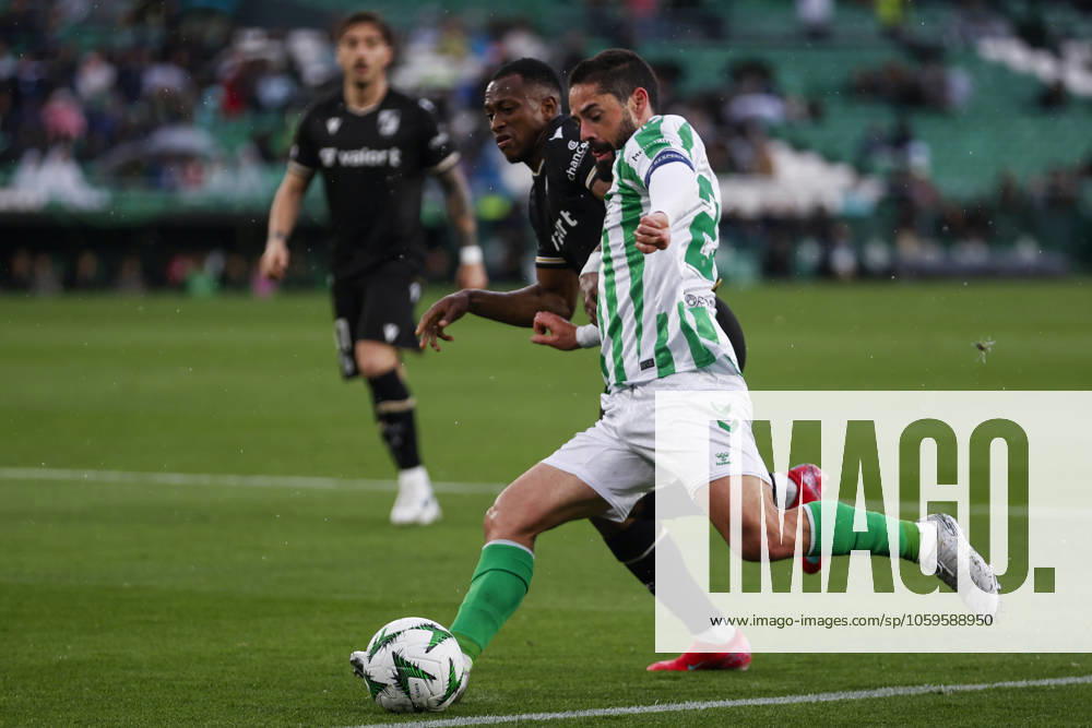 Real Betis Balompie v Vitoria SC - UEFA Conference League 2024 25 Round of 16 First Leg Francisco Roman Alarcon Isco of Real Betis battles for the ball during the UEFA Conference League match between Real Betis and Vitoria Guimaraes SC at Benito Villamarin in Seville, Spain, on March 6, 2025. Seville Spain
