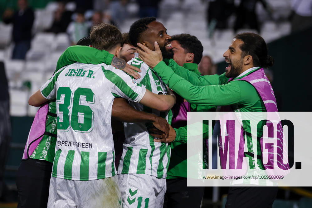 Real Betis Balompie v Vitoria SC - UEFA Conference League 2024 25 Round of 16 First Leg Cedrik Bakambu of Real Betis celebrates a goal during the UEFA Conference League match between Real Betis and Vitoria Guimaraes SC at Benito Villamarin in Seville, Spain, on March 6, 2025. Seville Spain