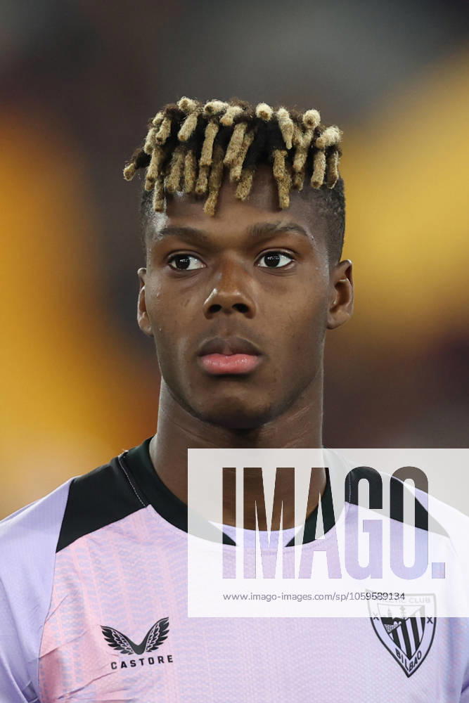 UEFA Europa League - AS Roma vs Athletic Club Bilbao at Olympic Stadium in Rome on 6th March 2025 Rome, Italy 6.03.2025: Close up Nico Williams of Bilbaoseen in action during the Uefa Europa League 2024-2025, Round of 16, football match between AS Roma vs Athletic Club Bilbao at Olympic Stadium in Rome. Rome Olympic italy italy