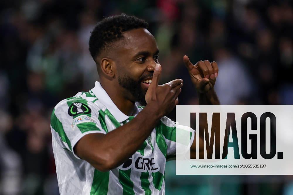 Real Betis Balompie v Vitoria SC - UEFA Conference League 2024 25 Round of 16 First Leg Cedrik Bakambu of Real Betis celebrates a goal during the UEFA Conference League match between Real Betis and Vitoria Guimaraes SC at Benito Villamarin in Seville, Spain, on March 6, 2025. Seville Spain