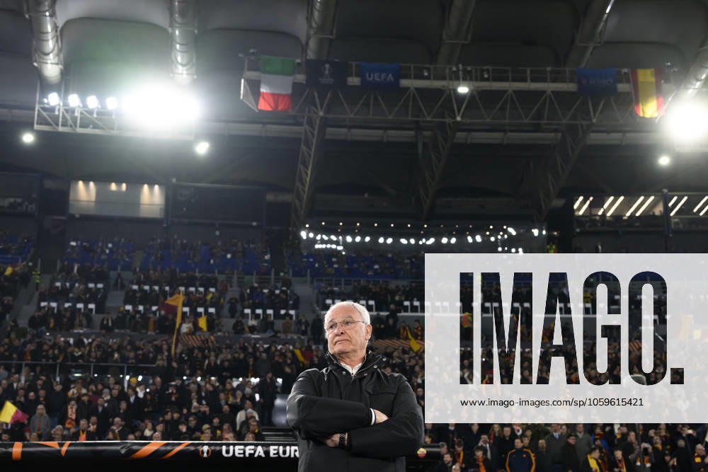 Claudio Ranieri, head coach of AS Roma, looks on during the Europa League round of 16 football match between AS Roma and Athletic Club Bilbao at Olimpico stadium in Rome (Italy), March 6, 2025. AndreaxStaccioli