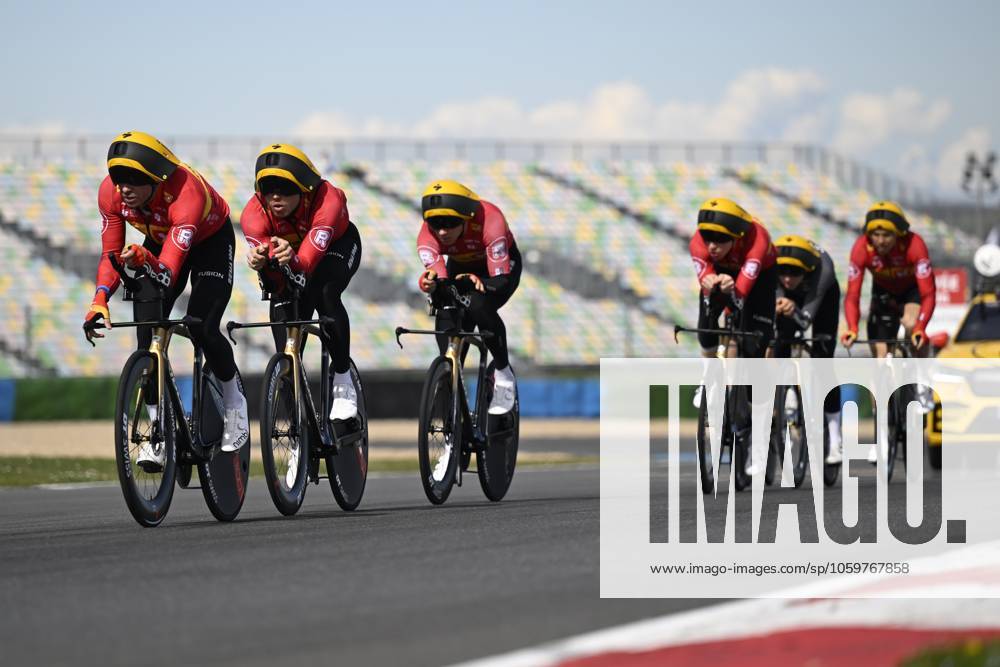 Paris - Nice 2025 - stage 3 NEVERS, FRANCE - MARCH 11 : training team Uno-X during stage 3 of the 83th edition of the Paris - Nice cycling race, a team time-trail stage of 28,4km with start on the Circuit Magny-Cours and finish in Nevers on March 11, 2025 in Nevers, France, 11 03 2025 ( Motordriver Kenny Verfaillie - Nevers France