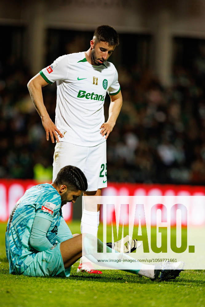 Rui Silva and Goncalo Inacio seen during Liga Portugal game between teams of Casa Pia and Sporting CP at Estadio Municipal Rio Maior (Maciej Rogowski) Rio Maior Estadio Municipal Rio Maior Portugal