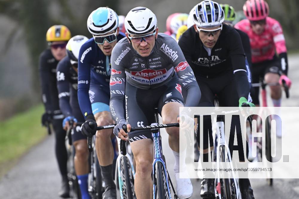Paris - Nice 2025 - stage 4 LA LOGE DES GARDES, FRANCE - MARCH 12 : Vergallito Luca (ITA) of Alpecin - Deceuninck during stage 4 of the 83th edition of the Paris - Nice cycling race, a stage of 163,4km with start in Vichy and finish in La Loge Des Gardes on March 12, 2025 in La Loge Des Gardes, France, 12 03 2025 ( Motordriver Kenny Verfaillie - La Loge Des Gardes France
