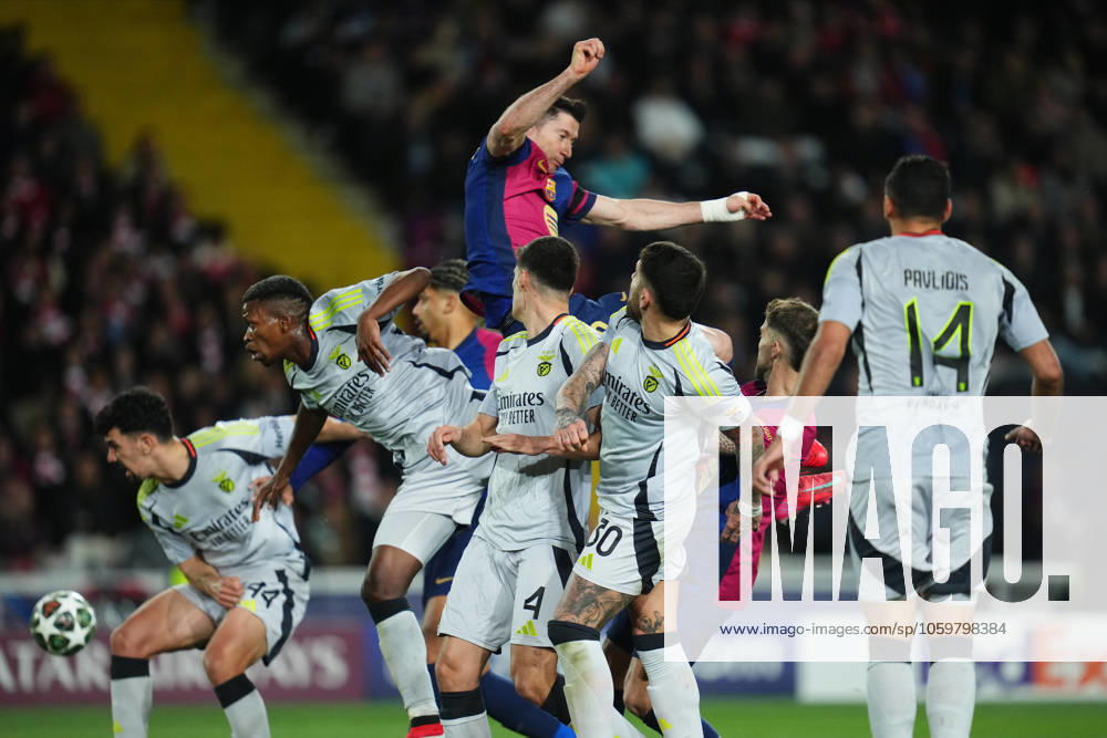 ESP: FC Barcelona, Barca - SL Benfica. UEFA Champions League match. Round of 16 Robert Lewandowski of FC Barcelona during the UEFA Champions League match, Round of 16, between FC Barcelona and Benfica played at Lluis Companys Stadium on March 11 2025 in Barcelona Spain. kpng