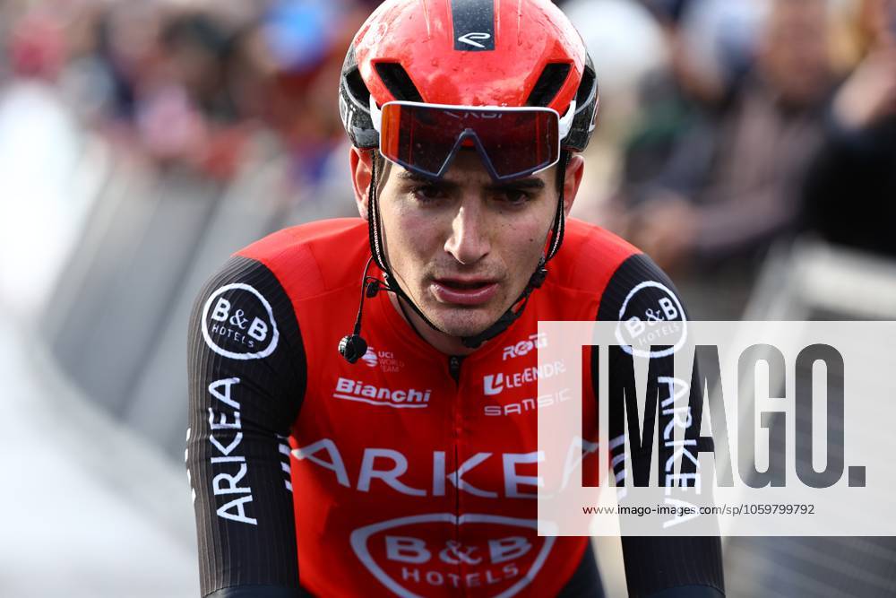 French Arnaud Demare of Arkea-BB Hotels crosses the finish line of stage four of the 83th edition of the Paris-Nice cycling race, 163,4km from Vichy to La Loge des Gardes, France, Wednesday 12 March 2025. DAVIDxPINTENS x114782915x