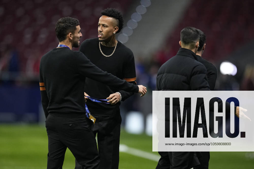 Dani Ceballos and Eder Militao of Real Madrid are seen during the UEFA Champions League 2024 25 League Round of 16 Second Leg match between Atletico de Madrid and Real Madrid CF, at Riyadh Air Metropolitano stadium on March 12, 2025, in Madrid, Spain. Madrid SPAIN - ZUMAa181 20250312_zaa_a181_051