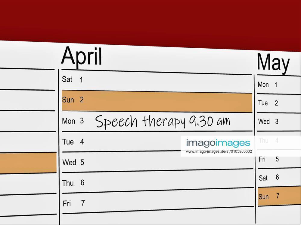Symbol image appointment calendar with note for a speech therapist appointment