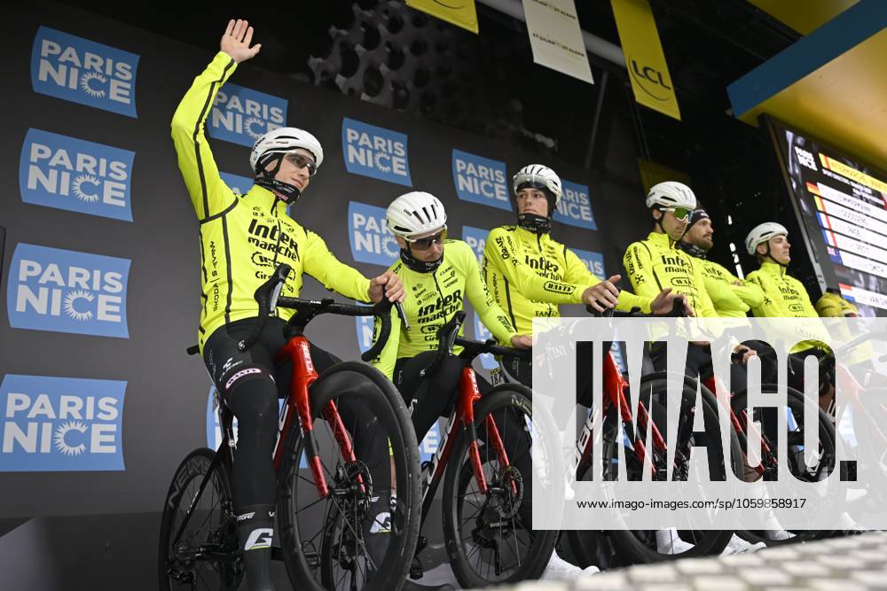Paris - Nice 2025 - stage 6 BERRE L ETANG, FRANCE - MARCH 14 : Page Hugo (FRA) of Intermarche - Wanty and teammates during stage 6 of the 83th edition of the Paris - Nice cycling race, a stage of 209,8km with start in Saint-Julien-en-Saint-Alban and finish in Berre L Etang on March 14, 2025 in Berre L Etang, France, 14 03 2025 ( Motordriver Kenny Verfaillie - Berre L Etang France