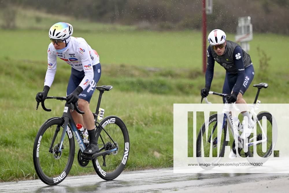 Paris - Nice 2025 - stage 6 BERRE L ETANG, FRANCE - MARCH 14 : Gachignard Thomas (FRA) of Team Totalenergies and Cavagna Remi (FRA) of Groupama - Fdj during stage 6 of the 83th edition of the Paris - Nice cycling race, a stage of 209,8km with start in Saint-Julien-en-Saint-Alban and finish in Berre L Etang on March 14, 2025 in Berre L Etang, France, 14 03 2025 ( Motordriver Kenny Verfaillie - Berre L Etang France