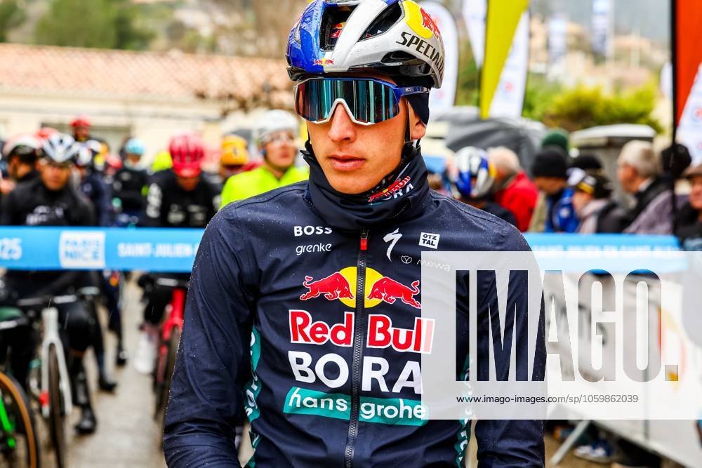 German Florian Lipowitz of RedBull-BORA-hansgrohe pictured during the start of stage six of the 83th edition of the Paris-Nice cycling race, 209,8 km from Saint-Julien-en-Saint-Alban to Berre l Etang, France, Friday 14 March 2025. DAVIDxPINTENS x114929185x