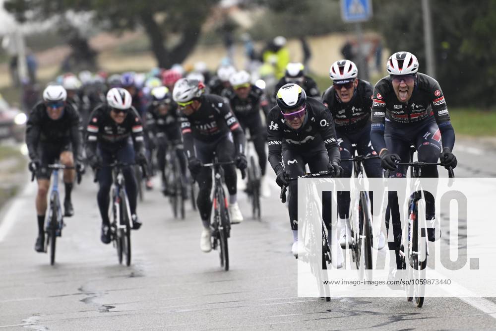 Paris - Nice 2025 - stage 6 BERRE L ETANG, FRANCE - MARCH 14 : Bastiaens Ayco (BEL) of Soudal Quick-Step leading the pursuit group during stage 6 of the 83th edition of the Paris - Nice cycling race, a stage of 209,8km with start in Saint-Julien-en-Saint-Alban and finish in Berre L Etang on March 14, 2025 in Berre L Etang, France, 14 03 2025 ( Motordriver Kenny Verfaillie - Berre L Etang France