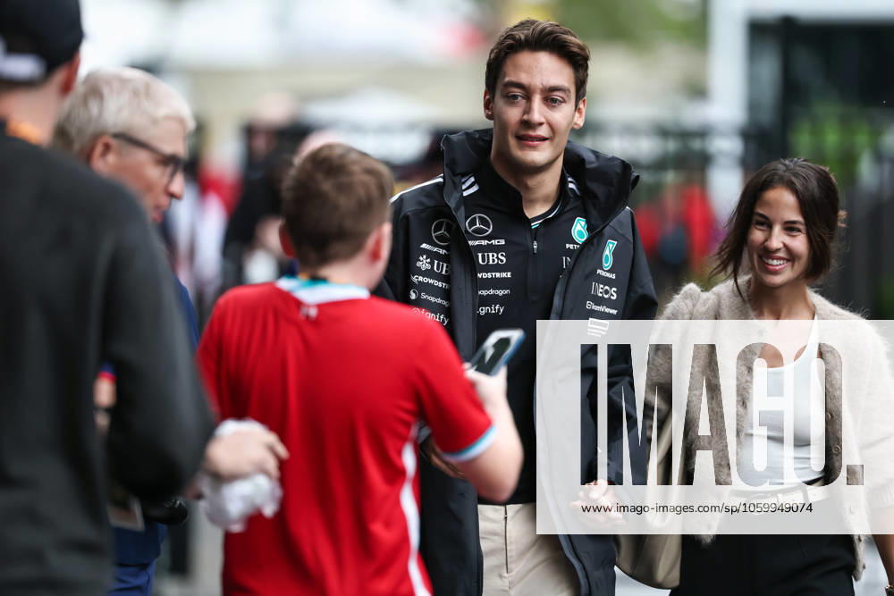 F1 Grand Prix Of Australia: Race George Russell of Great Britain and the Mercedes-AMG PETRONAS F1 Team and his girlfriend Carmen Montero Mundt are present during the race ahead of the F1 Grand Prix of Australia at Albert Park Circuit in Melbourne, Australia, on March 15, 2025. Melbourne Australia