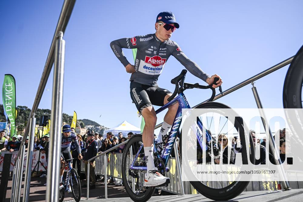 Paris - Nice 2025 - stage 8 NICE, FRANCE - MARCH 16 : Del Grosso Tibor (NED) of Alpecin - Deceuninck before the start of the race during stage 8 and final stage of the 83th edition of the Paris - Nice cycling race, a stage of 119,9km with start and finish in Nice on March 16, 2025 in Nice, France, 16 03 2025 ( Motordriver Kenny Verfaillie - Nice France