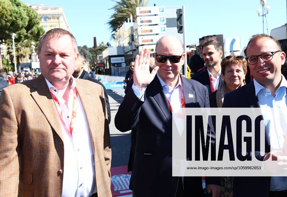 Prince Albert of Monaco pictured at the start of stage eight of the 83th edition of the Paris-Nice cycling race, 119,9 km from Nice to Nice, France, Sunday 16 March 2025. DAVIDxPINTENS x115087868x