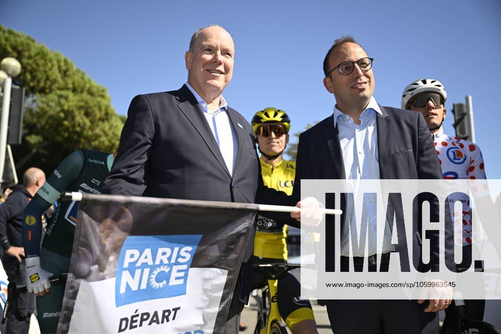 Paris - Nice 2025 - stage 8 NICE, FRANCE - MARCH 16 : Albert II, Prince of Monaco before the start of the race during stage 8 and final stage of the 83th edition of the Paris - Nice cycling race, a stage of 119,9km with start and finish in Nice on March 16, 2025 in Nice, France, 16 03 2025 ( Motordriver Kenny Verfaillie - Nice France