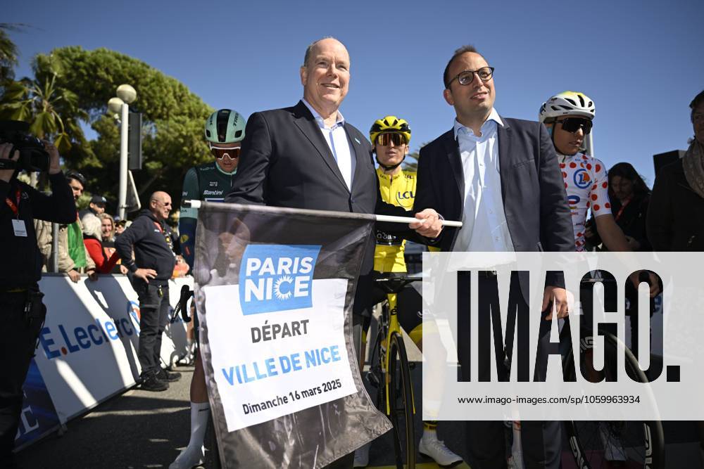 Paris - Nice 2025 - stage 8 NICE, FRANCE - MARCH 16 : Albert II, Prince of Monaco before the start of the race during stage 8 and final stage of the 83th edition of the Paris - Nice cycling race, a stage of 119,9km with start and finish in Nice on March 16, 2025 in Nice, France, 16 03 2025 ( Motordriver Kenny Verfaillie - Nice France