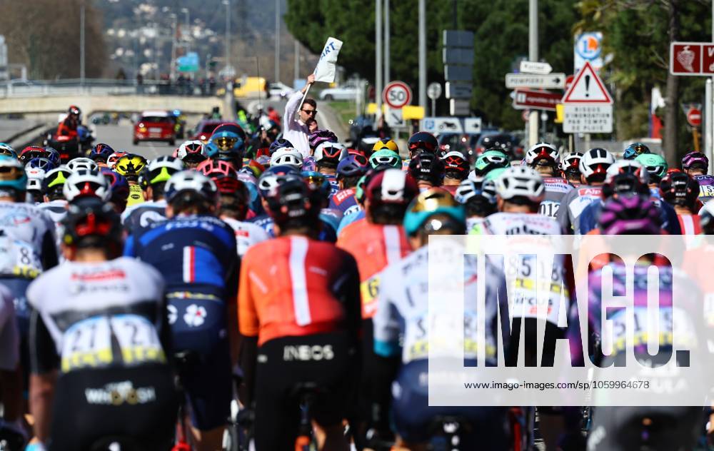 The start of stage eight of the 83th edition of the Paris-Nice cycling race, 119,9 km from Nice to Nice, France, Sunday 16 March 2025. DAVIDxPINTENS x115089594x