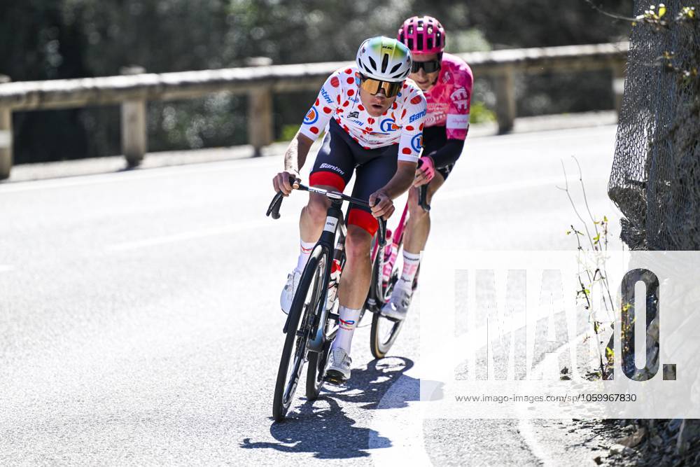 Paris - Nice 2025 - stage 8 NICE, FRANCE - MARCH 16 : Gachignard Thomas (FRA) of Team Totalenergies and Powless Neilson (USA) of Ef Education - Easypost in action during stage 8 and final stage of the 83th edition of the Paris - Nice cycling race, a stage of 119,9km with start and finish in Nice on March 16, 2025 in Nice, France, 16 03 2025 ( Motordriver Kenny Verfaillie - Nice France