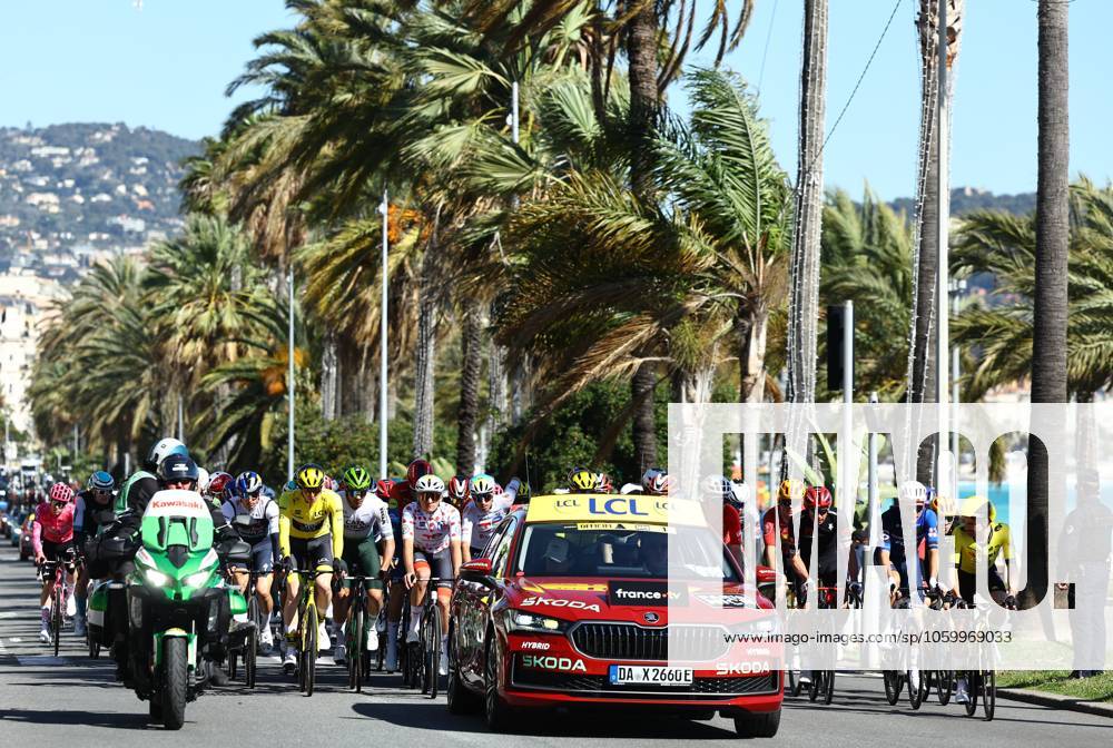 The pack of riders pictured in action during stage eight of the 83th edition of the Paris-Nice cycling race, 119,9 km from Nice to Nice, France, Sunday 16 March 2025. DAVIDxPINTENS x115096001x