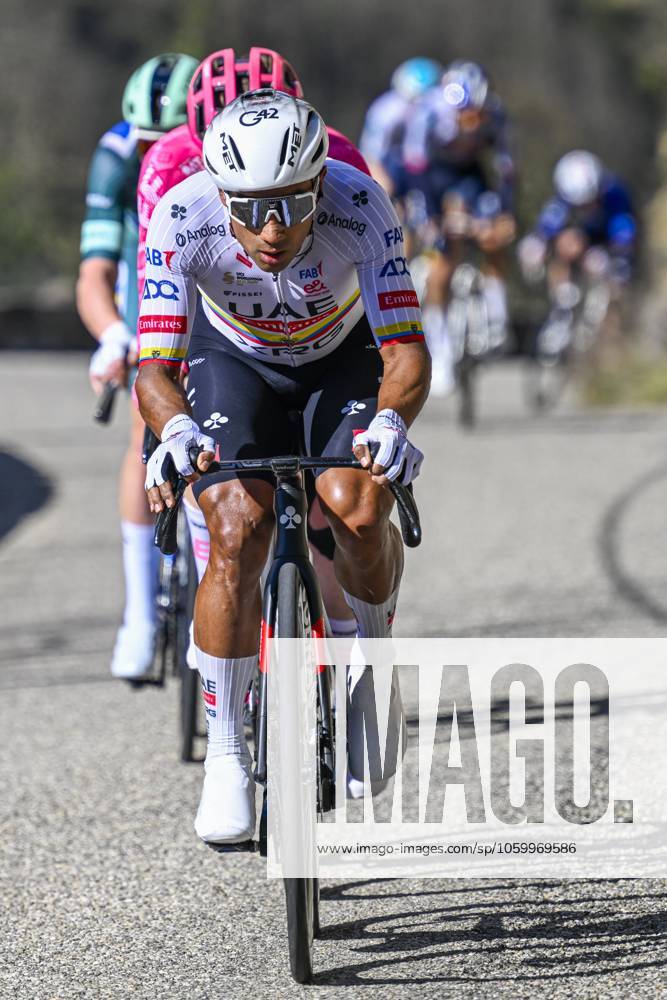 Paris - Nice 2025 - stage 8 NICE, FRANCE - MARCH 16 : Narvaez Jhonatan (ECU) of Uae Team Emirates - Xrg in action during stage 8 and final stage of the 83th edition of the Paris - Nice cycling race, a stage of 119,9km with start and finish in Nice on March 16, 2025 in Nice, France, 16 03 2025 ( Motordriver Kenny Verfaillie - Nice France