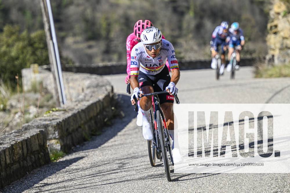 Paris - Nice 2025 - stage 8 NICE, FRANCE - MARCH 16 : Narvaez Jhonatan (ECU) of Uae Team Emirates - Xrg in action during stage 8 and final stage of the 83th edition of the Paris - Nice cycling race, a stage of 119,9km with start and finish in Nice on March 16, 2025 in Nice, France, 16 03 2025 ( Motordriver Kenny Verfaillie - Nice France