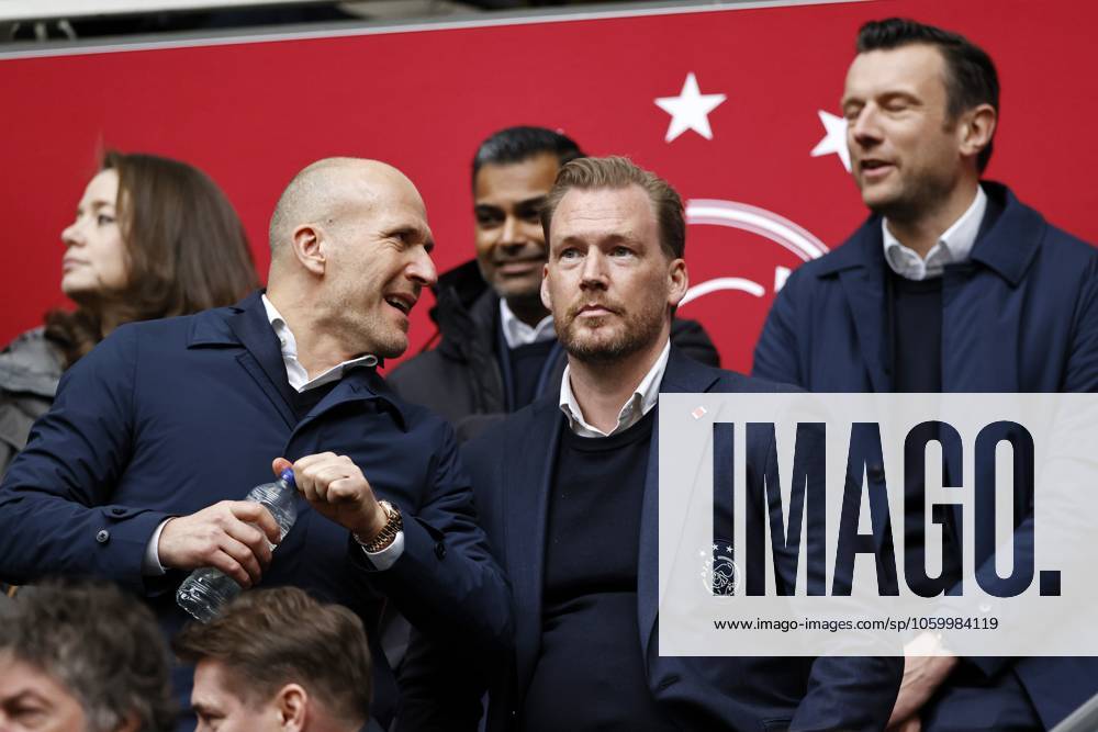 AMSTERDAM - (l-r) Ajax technical director Alex Kroes, Ajax Director of Football Menno Beuker, Ajax interim general manager Menno Geelen, during the Dutch Eredivisie match between AFC Ajax and AZ at the Johan Cruijff ArenA on March 16, 2025 in Amsterdam, Netherlands. ANP Hollandse Hoogte MAURICE VAN STEEN Dutch Eredivisie 2024 25 ANPxSportx xMauricexvanxSteenxIVx 522487930 originalFilename: 522487930
