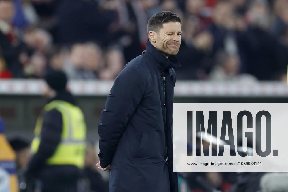 In picture Coach Xabi Alonso Bayer 04 Leverkusen , 16 03 2025, Soccer, Bundesliga, VfB Stuttgart Bayer 04 Leverkusen, GER, Stuttgart, MHPArena, DFL REGULATIONS PROHIBIT ANY USE OF PHOTOGRAPHS AS IMAGE SEQUENCES AND OR QUASI VIDEO