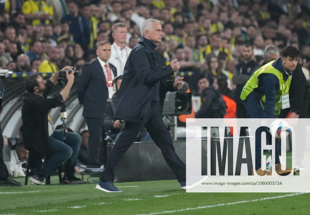 Coach Jose Mourinho of Fenerbahce reacts during the Turkish Super League match between Fenerbahce and Samsunspor at Ulker Sukru Saracoglu Stadium on March 16, 2025 in Istanbul, Turkey. Istanbul Turkey