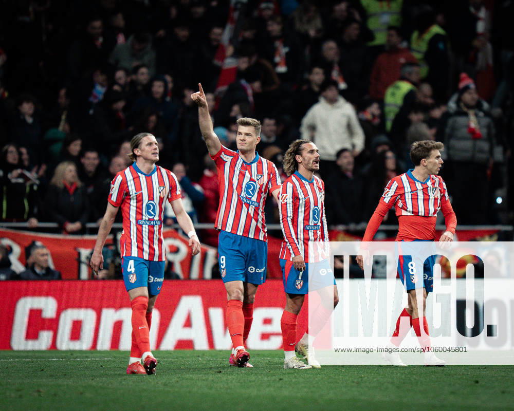 Atletico de Madrid v FC Barcelona, Barca - LaLiga EA Sports MADRID, SPAIN, MARCH 16: Alexander Sorloth of Atletico de Madrid celebrating after scoring his goal during the LaLiga EA Sports match between Atletico de Madrid and FC Barcelona at Estadio Civitas Metropolitano on March 16, 2025 in Madrid, Spain. Madrid Estadio Civitas Metropolitano Madrid Spain