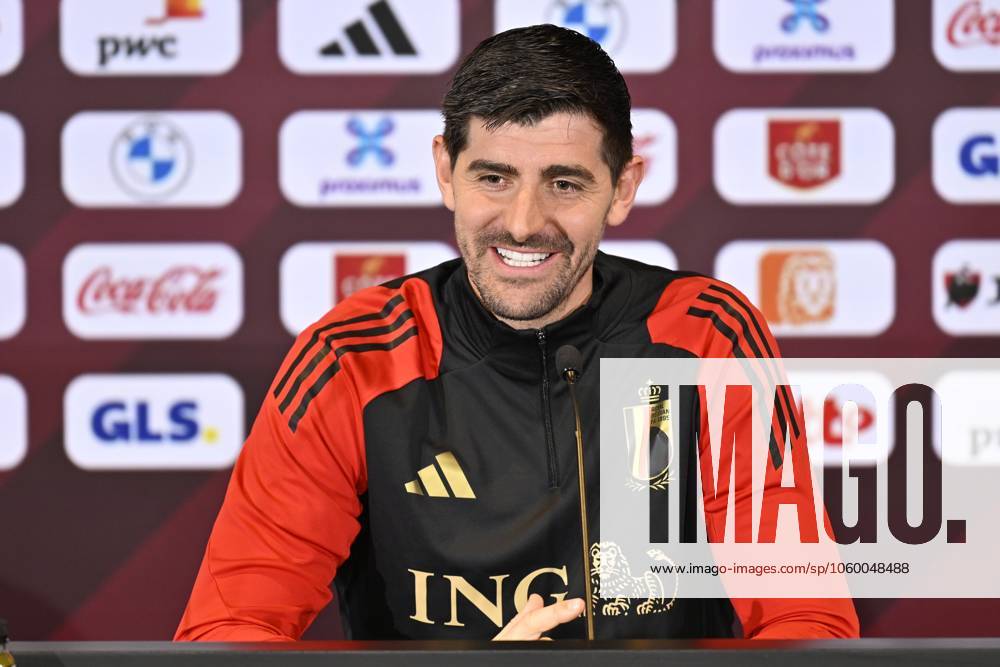 Ukraine v Belgium - UEFA Nations League - media activities 18 03 2025 TUBEKE, BELGIUM - MARCH 18 : Courtois Thibaut goalkeeper of Belgium and Tielemans Youri midfielder of Belgium pictured during a press conference, PK, Pressekonferenz ahead of the UEFA Nations League play-off match between Ukraine and Belgium on March 18, 2025 in Tubeke, Belgium, 18 03 2025 Tubeke Belgium
