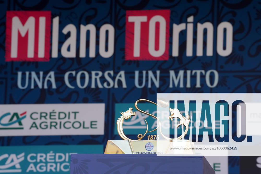 The trophy during the men s elite race of the Milano-Torino one day cycling race (174km) from Rho to Torino (Superga) - North West Italy- Wednesday, March 19, 2025. - cycling .