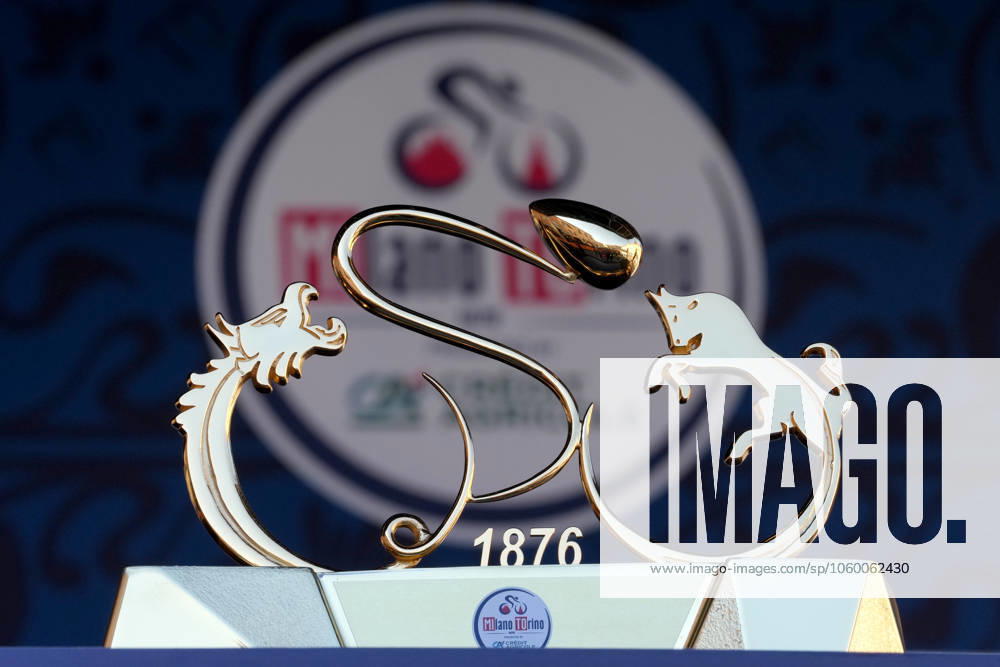 The trophy during the men s elite race of the Milano-Torino one day cycling race (174km) from Rho to Torino (Superga) - North West Italy- Wednesday, March 19, 2025. - cycling .
